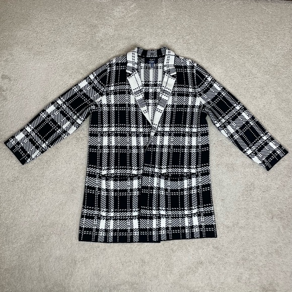 Chaps Plaid Long Open Sweater Cardigan - Picture 10 of 17